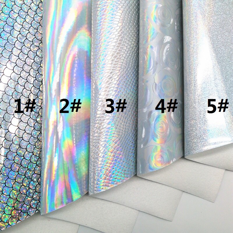 Zilver Glitter Stof, Faux Leer Stof, iriserende Synthetisch Leer Stof Lakens Voor Boog A4 21X29Cm Twinkling Ming XM552: 1 set