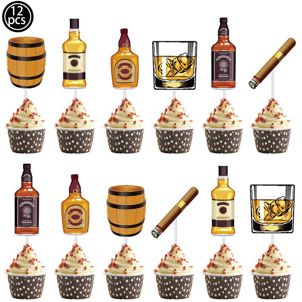 Whiskey Themed Party Tableware Whiskey Spiral Pendant Whiskey Aluminum Foil Ball Birthday Party Decorations Adult Party Supplies: DARK GRAY