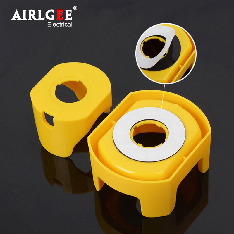 22mm/25mm/30mm Emergency stop button switch protective cover Protective seat with warning sign