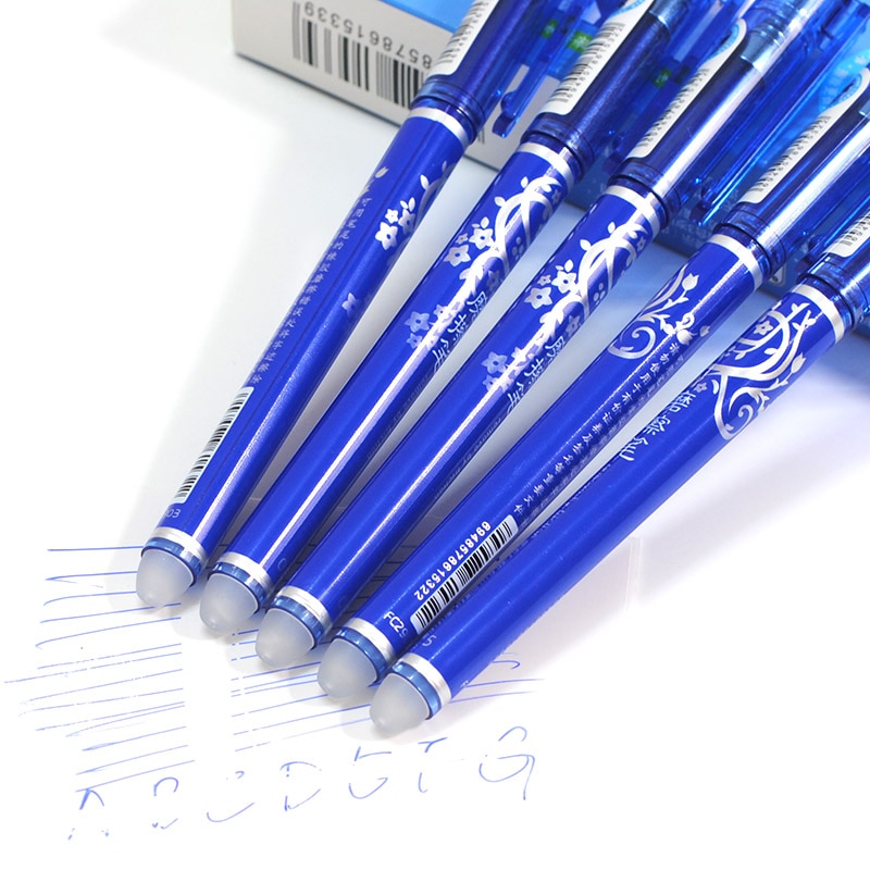 1 stk sletbar kuglepen  or 10 stk sletbar refill sæt stil vaskbar brevpapir penne skole kontor 0.5mm blå blæk gel pen