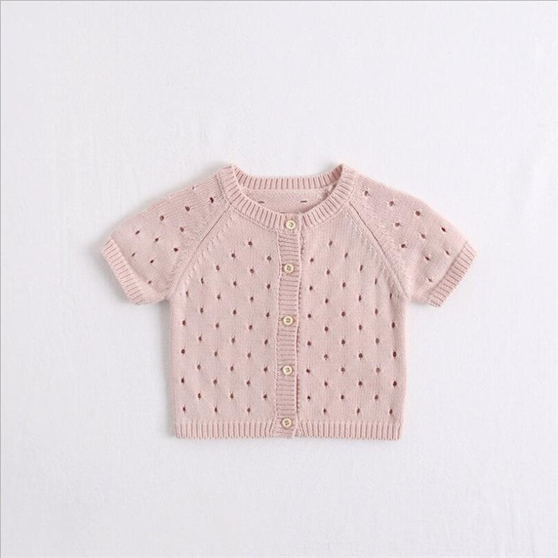 Weiche atmungsaktive Baby junge/mädchen jacke sommer kurzarm neugeborene Baby Mantel dünne strick outwear für freundlicher kleidung Spitzen mädchen: Rosa / 18m