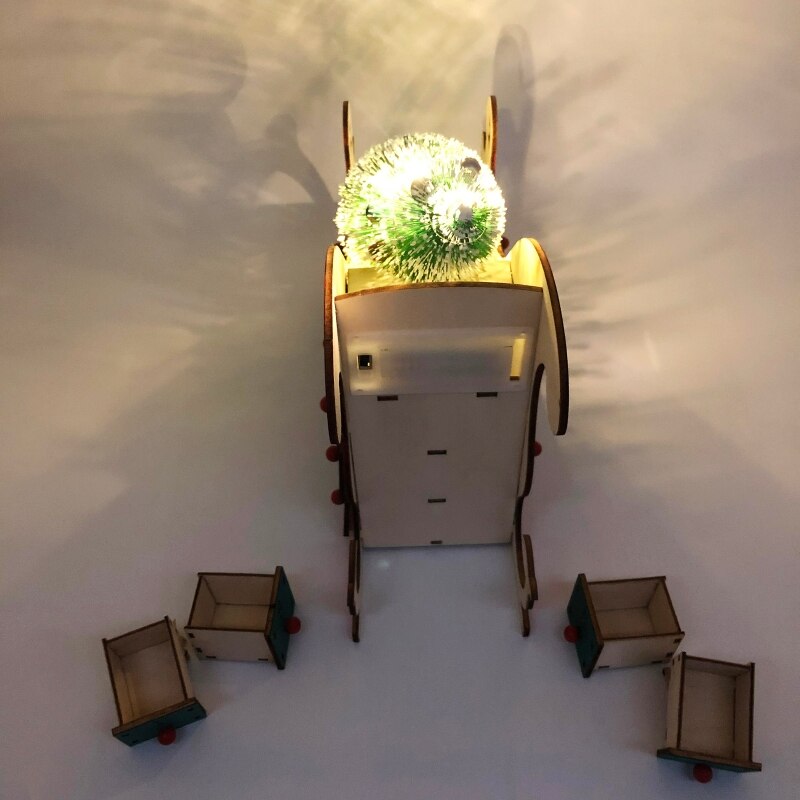 Christmas Sleigh Tree Wooden Advent Calendar Countdown LED Party Decor 24 Drawer