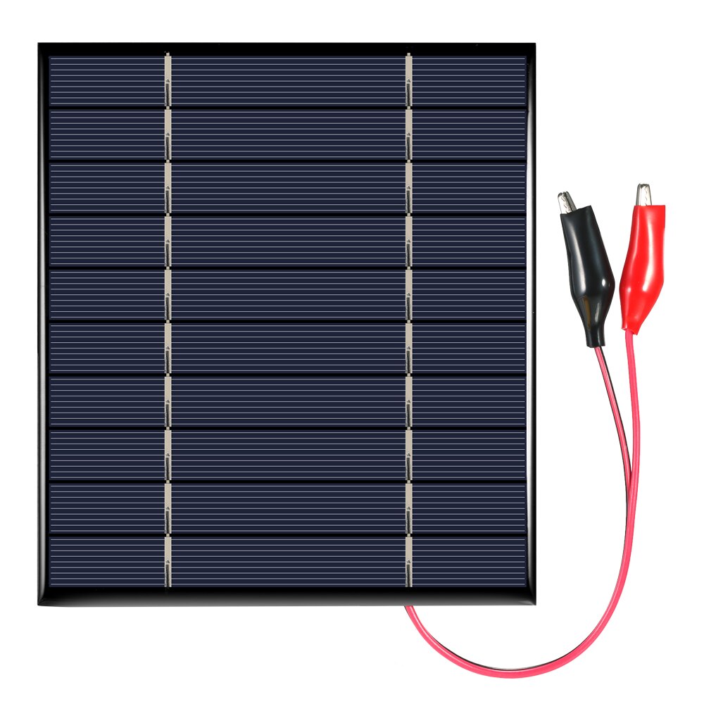 Célula Solar de 2,5 W y 5V para cargador, Panel Solar de silicio policristalino con pinzas de cocodrilo, DIY