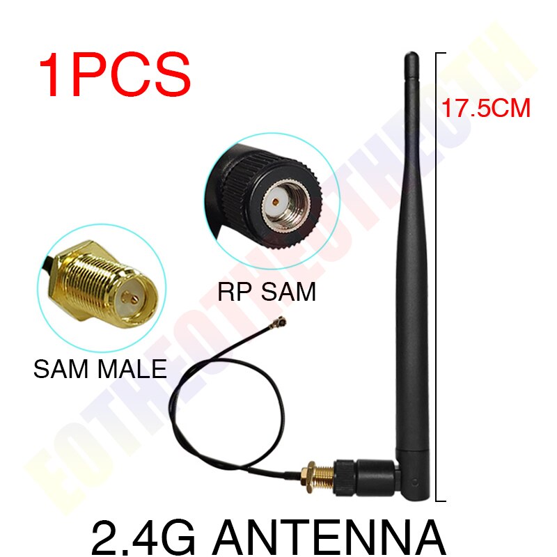 2.4 Ghz Antenne Wifi 5dBi Wifi Antenne 2.4G RP-SMA Mannelijke 2.4 Ghz Antena Wi-fi Router + Pci U. Fl Ipx Naar Rp Sma Male Pigtail Kabel: 1 piece