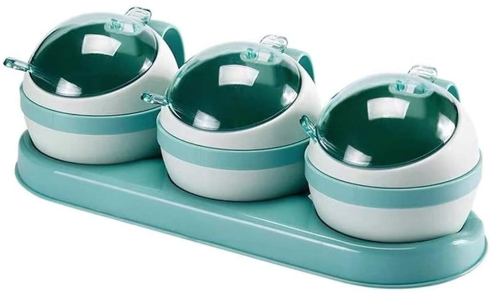 Nordic Kruiden Doos Keuken Zout Suiker Opslag Dozen Houder Plastic Kruidkruik Kruiderij Cruet Thuis Kitchen Tools: 3 Cans Blue