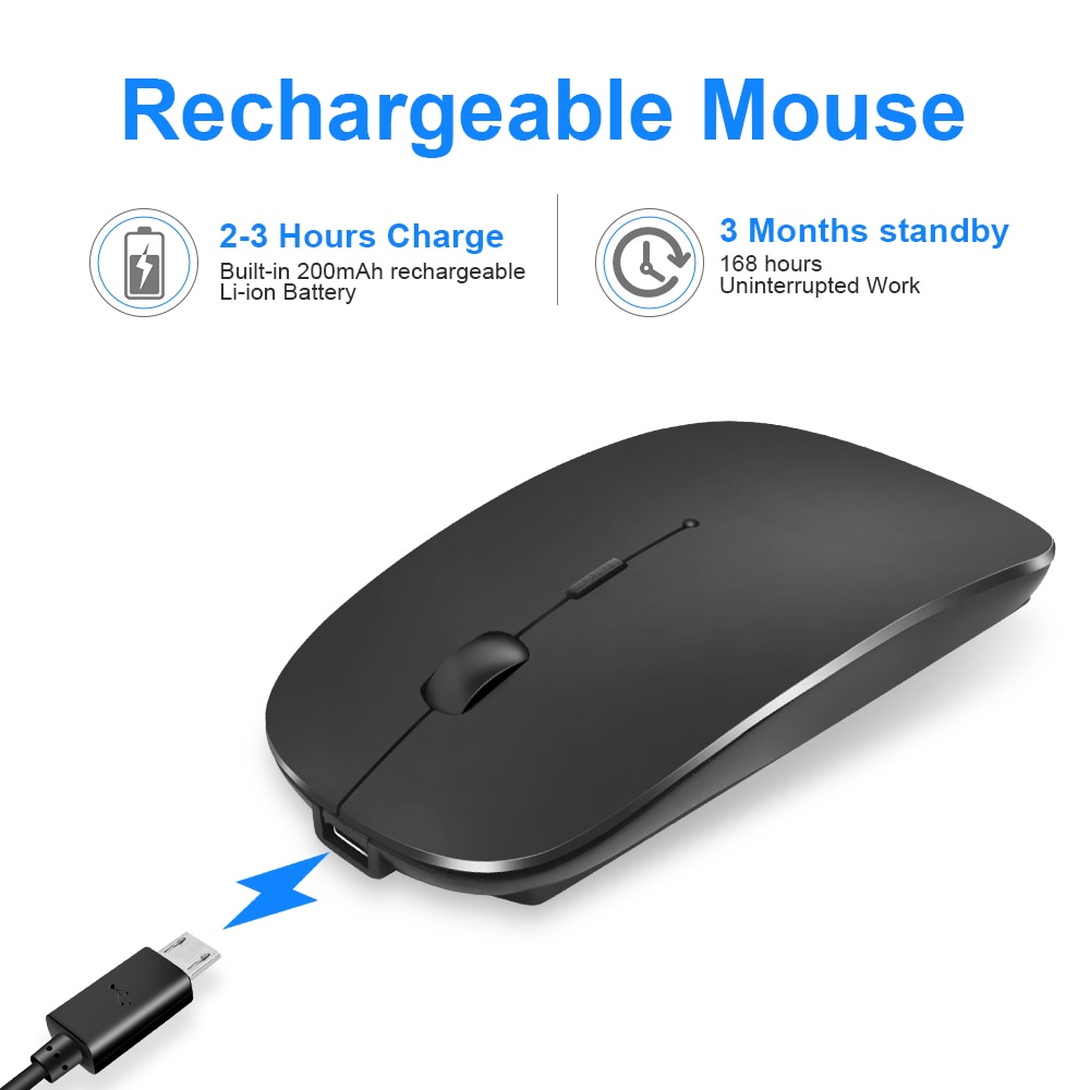 Draadloze Muis Bluetooth Muis Oplaadbare Slient Computer Muis 2.4Ghz Draadloze Ergonomische Mause Usb Optische Muizen Voor Pc Loptop