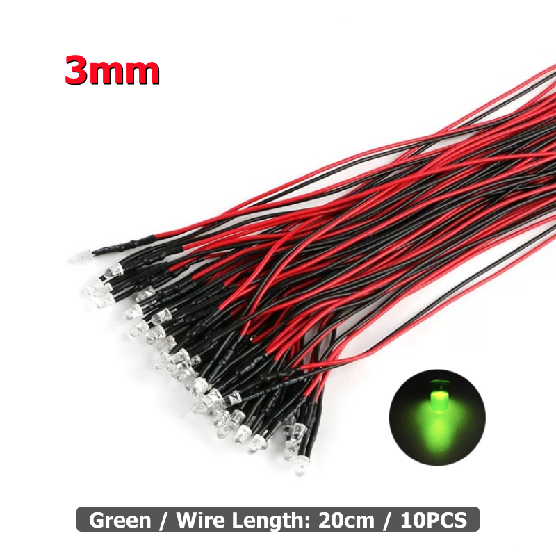 10 Uds. Luz LED de 3mm y 5mm 3V-12V rojo verde azul blanco lámpara piloto Multicolor para coche trepador de control remoto Traxxas TRX4 piezas de juguete axial: Azul