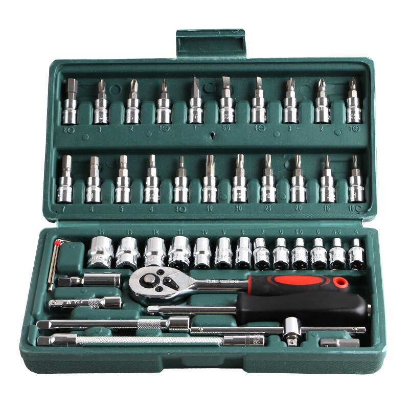 Socket Wrench Tools Key Hand Tool Set Spanner Wrench Socket Hand Tools Wrenches Garage Tools Car Wrenchs Universal JR Deals: Green