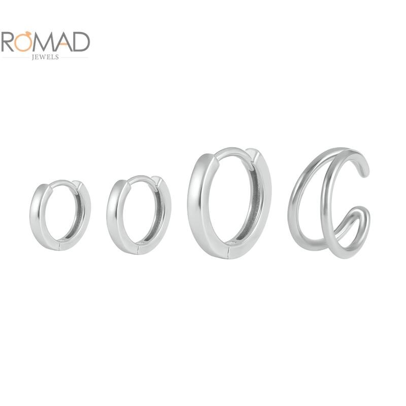 Romad Pendientes Gold Ronde Hoops Oorbellen Vrouwen Trendy Sieraden Set 925 Sterling Zilveren Oorbellen Vrouwen Meisjes Party