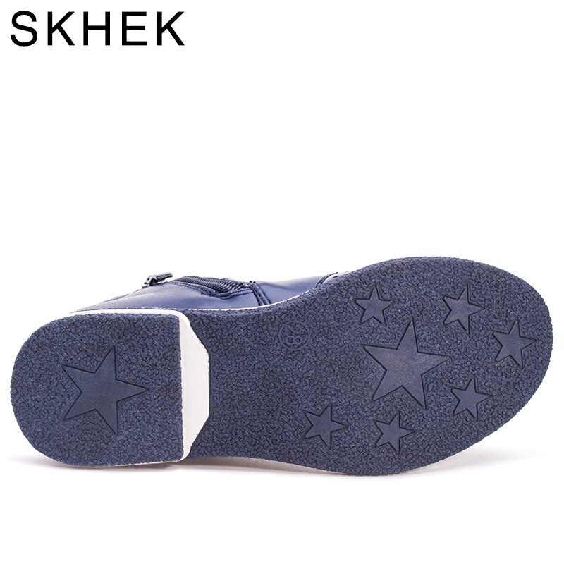 SKHEK primavera otoño Niño niñas botas de nieve zapatos cálidos de felpa suave inferior bebé niñas botas de nieve de cuero para bebé