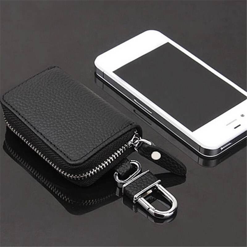 Pu lederen autosleutel portemonnees heren sleutelhouder huishoudster sleutels organizer dames sleutelhanger hoezen rits sleutel etui tas portemonnee