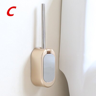 Escobilla de baño portátil de oro rosa de lujo, conjunto de herramientas de limpieza de inodoro, escobilla de baño colgante de pared: C