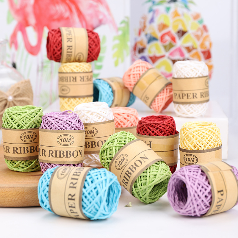 Raffia-garen voor breien en haken, lintdraden voor geschenkverpakking, touwambachten, doe-het-zelf, 7 strengen, 70 m,