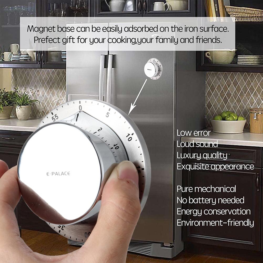 Kitchen Cooking Timer With Magnet Manual Loud Alarm Sound Home Baking Washing Mechanical 60 Minutes Countdown Timers NIN668