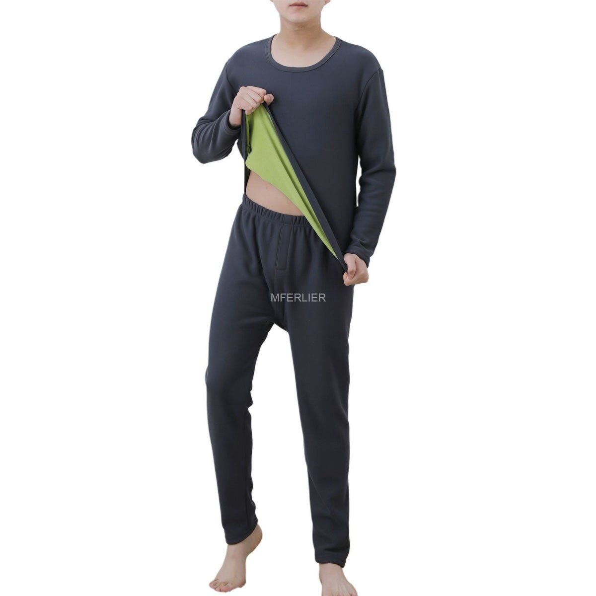Wiosna zima bielizna termiczna 5XL 6XL 7XL 8XL 150kg polar ciepłe duże rozmiary mężczyźni kalesony: Blue(with pants) / 8XL