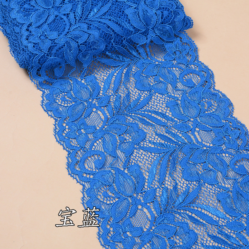 15cm Soft Elastic Floral Pattern Lace Ribbon DIY Crafts Supplies Lace Tape Dress Clothing Top Bra Decoration White Lace Trimming: ROYAL BLUE