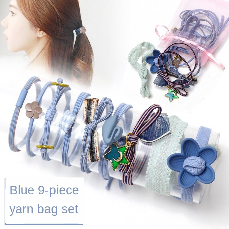 9 Uds bebé las vendas de Nylon niños elástico bandas para el pelo de los niños pelo cuerdas accesorios de bebé Princesa Madre de los niños y los niños: 9 pcs blue