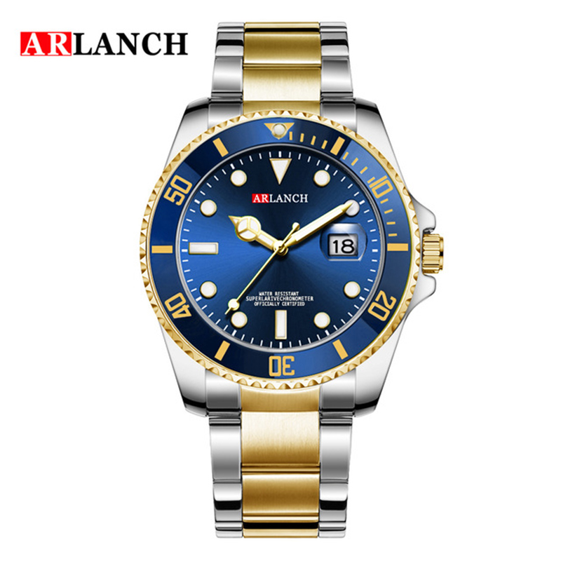 Arlanch herre quartz ur topmærke luksus vandtætte ure herre sports dato armbåndsure sort relogio masculino: Himmelblå