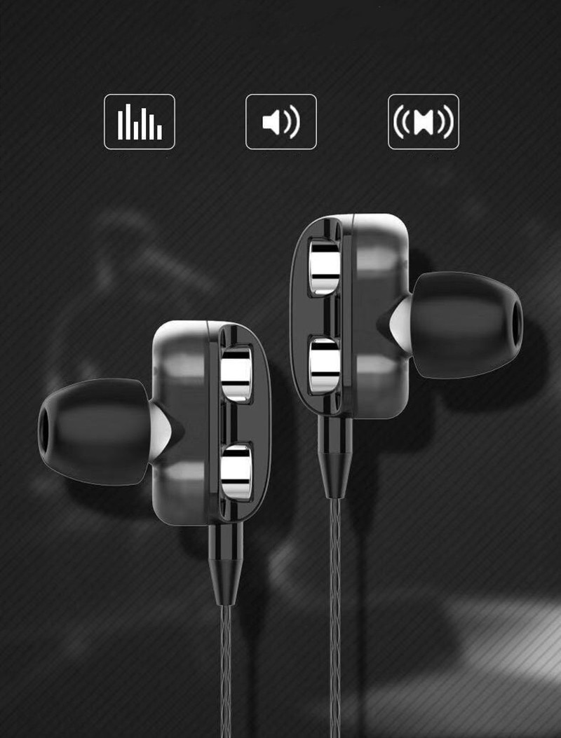 Stereo oordopjes met dubbele aandrijving, in-ear sportheadset met microfoon, mini-oordopjes, handsfree oordopjes voor iphone, samsung, huawei, xiaomi