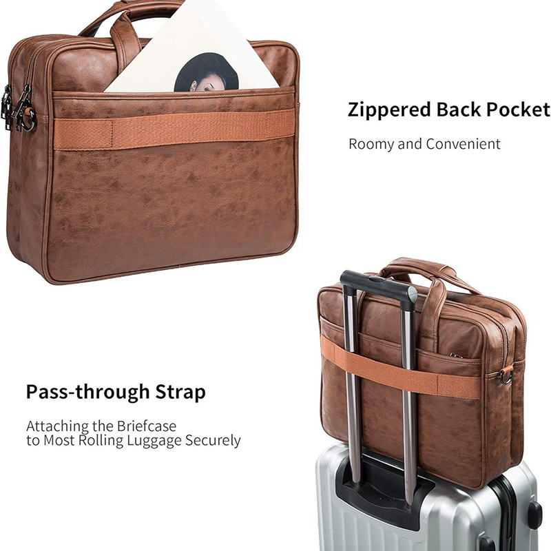 Men's Business Briefcase Multifunction 16 Inch Laptop Bag PU Retro Messenger Shoulder Pack Large Capacity Office Crossbody Bags