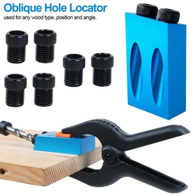 15°Blue Woodworking Diagonal Hole Positioner Woodworking Diagonal Hole Drill Positioner Three-po Positioner Drilling Positi C2C6