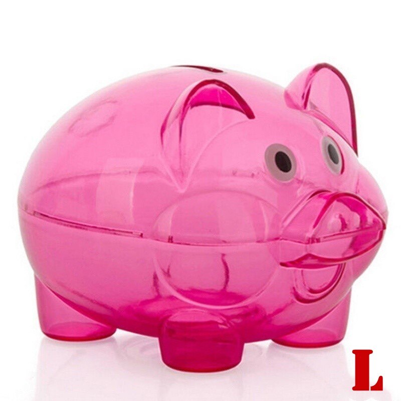 Clear Mooie Spaarvarken Coin Money Plastic Cash Te Openen Besparing Doos Kid Pig: Pink-L