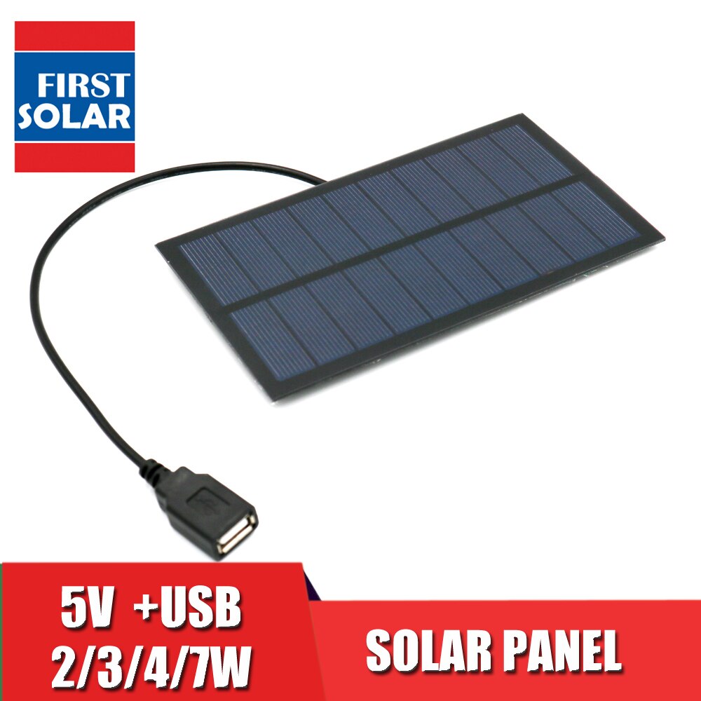5V 2W 3W 4W 7W Output USB Solar Cell Outdoor 18650 Battery Charger USB Female Port 5 V Charge Regulators Solar Panel