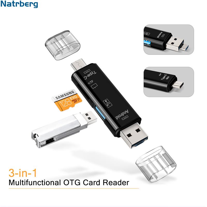 USB Stick Reader Type C Micro SD USB OTG Card Adapter 3 In 1 USB-C Flash Stick TF Lezen Voor android Mobiele Telefoon PC Mac