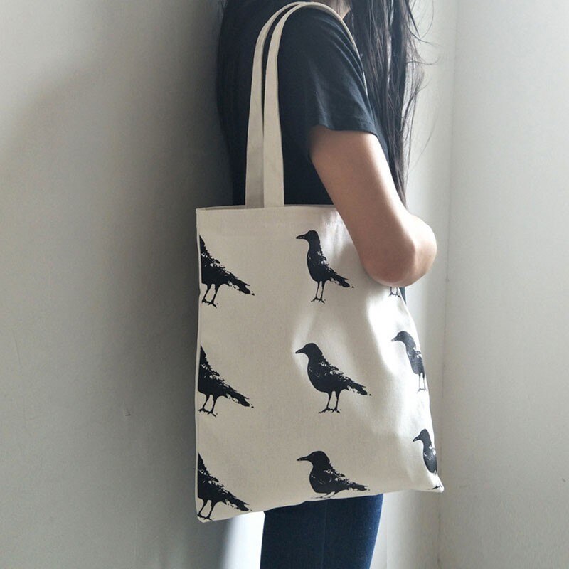 Vrouwen Canvas Boodschappentassen Wit Opvouwbare Doek Katoenen Zak Vrouwelijke Tote Schoudertas Herbruikbare Eco Shopper Bag Bolsa Feminina