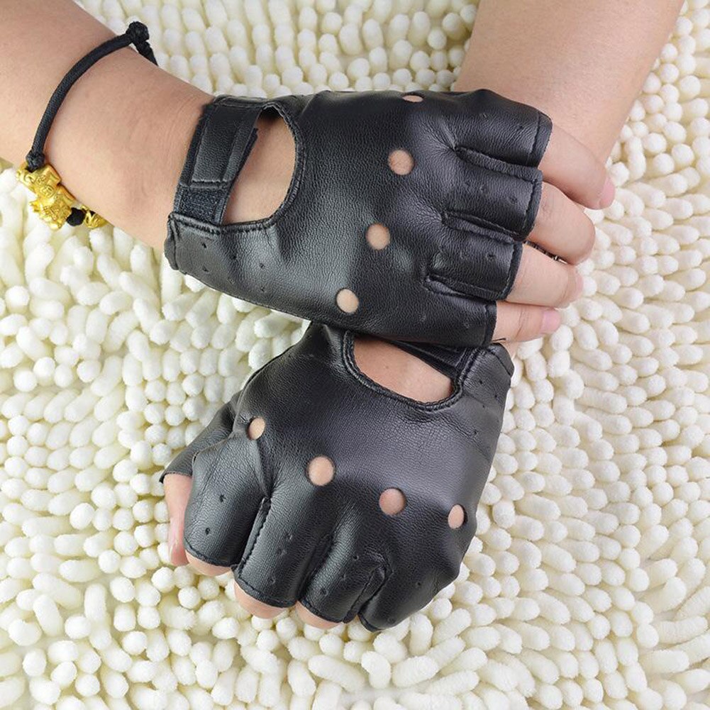 Men Outdoor gloves Black Fingerless Gloves gloves Driving Motorcycle Gloves Soft Leather Driving men Motorcycle Biker gloves