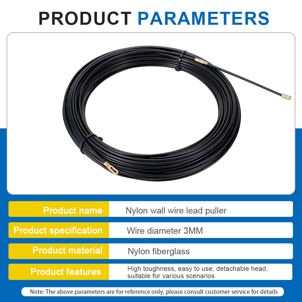Extractor de cables de 3mm, 5M-40M, guía, extractor de empuje, Cable de pared de nailon, plomo, cinta de resorte para electricista, enhebrador de conducto, herramienta de ayuda para cableado
