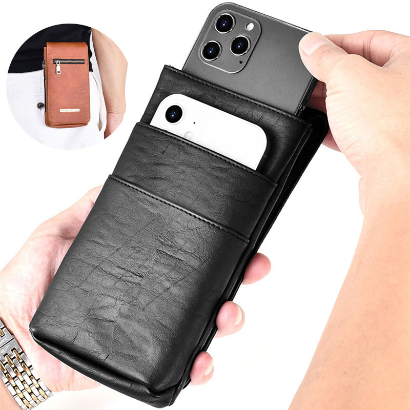 Cinto clipe coldre caso para abaixo de 6.9 mobile zipper saco do telefone móvel zíper 2 bolsa para o iphone 11 x xr xs max 7 8 6 plus para samsung s20 s10