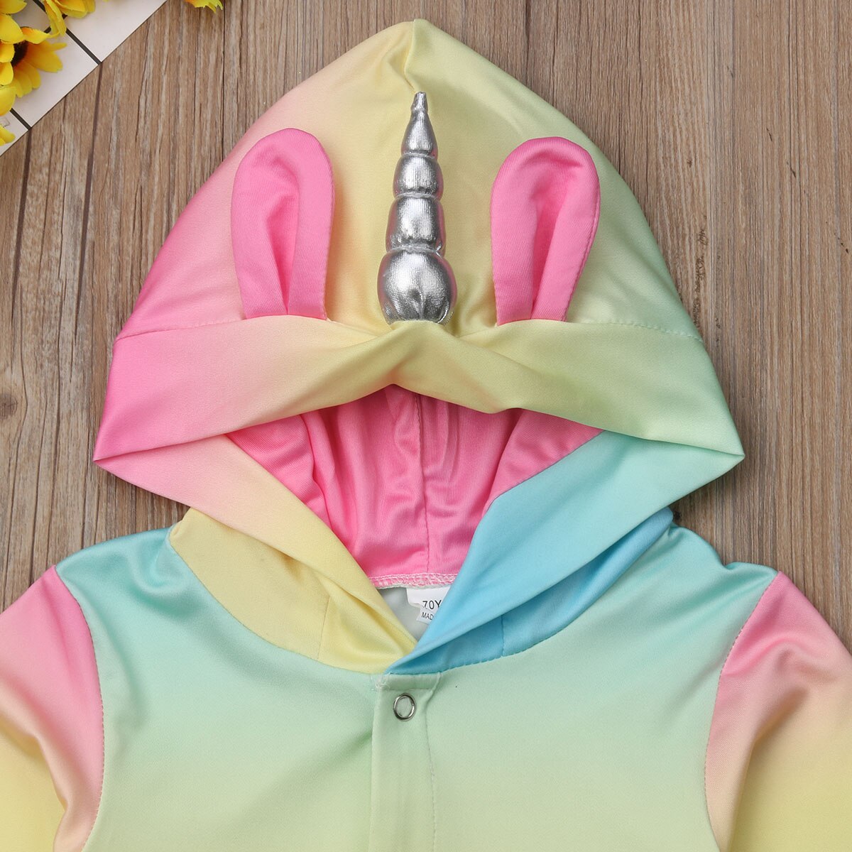 Toddler Baby Boy Girl Unicorn Hooded Footies Foot Cover Button Jumpsuit Kids Clothes Outfit Xmas