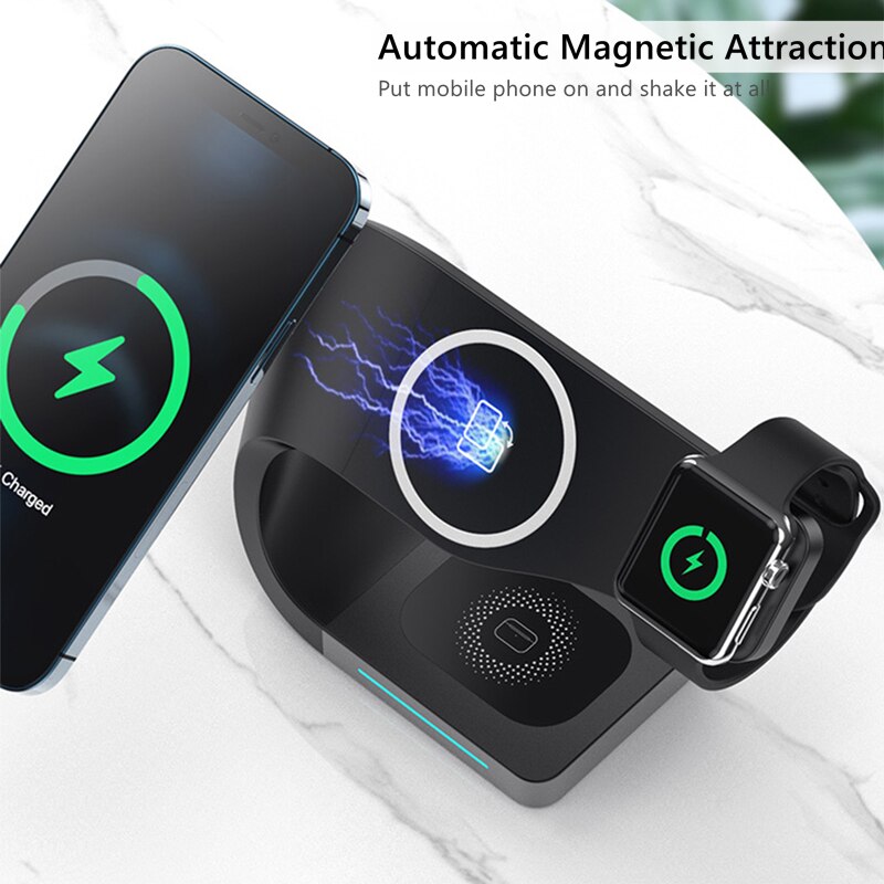 15w magnetische schnelllade-dockingstationen für iphone 13, 13 pro, 12 pro max , 4 in, 1 , airpods pro und iwatch  se 6, 5, 4, 3.