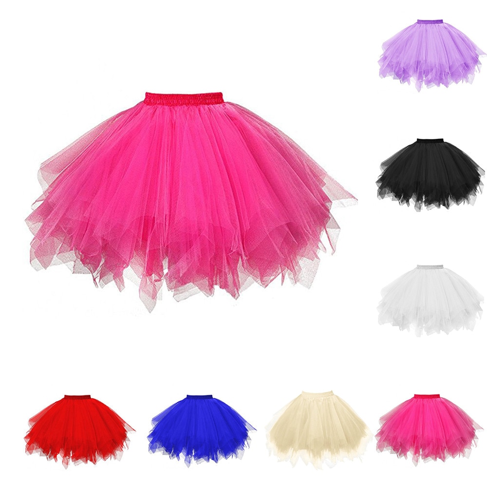 Skirts Womens Pleated Gauze Short Skirt Adult Tutu Dancing Skirt Lack,white,red,blue,purple,yellow Pink Colors