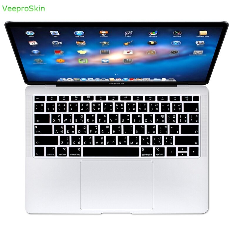 Arabic A1932 With Touch Id Silicone Keyboard Cover Protector Spanish Russian French Alphabet For Macbook Air 13": Thai