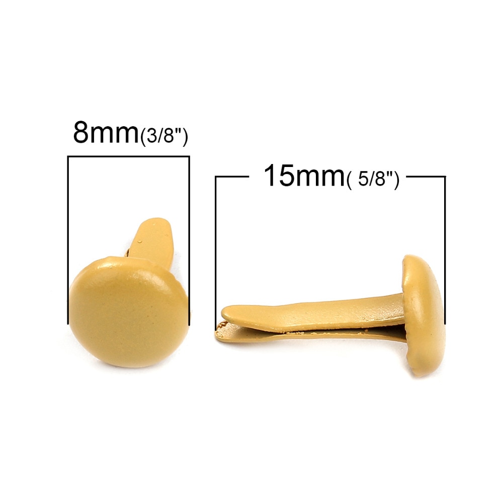 100 stuks messing papieren bevestigingsmiddelen, 8 x 17 mm vergulde mini- brads voor scrapbooking ambachten doe-het-zelf projecten (goud