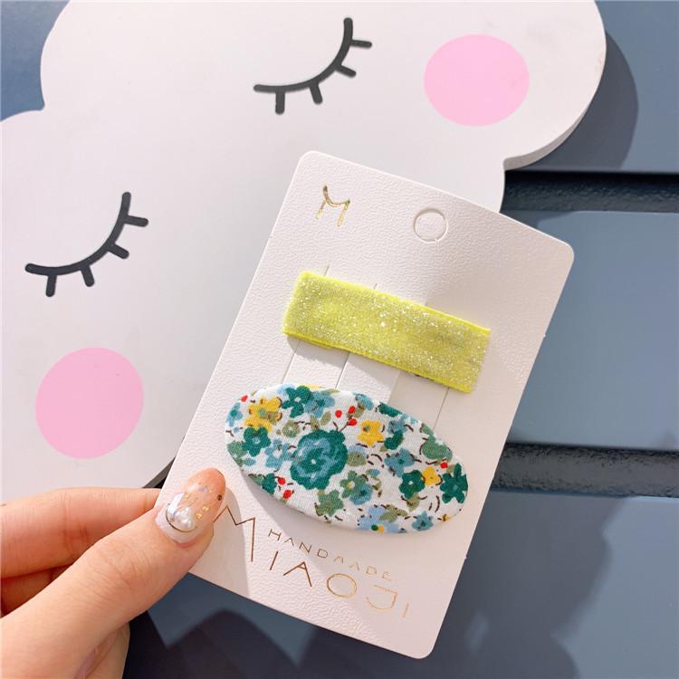 Korean Kids Cute Children&#39;s Retro Lovely Flower Hairpin Girl Print Bb Clip Banger Accessories Hair Clips For Girls Shine: 3