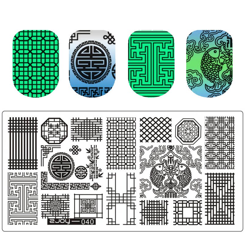 Placas de estampación de uñas de estilo chino Flame Lucky Clould imagen plantilla para decoración de uñas sello Acero inoxidable Nail Art Print Tools