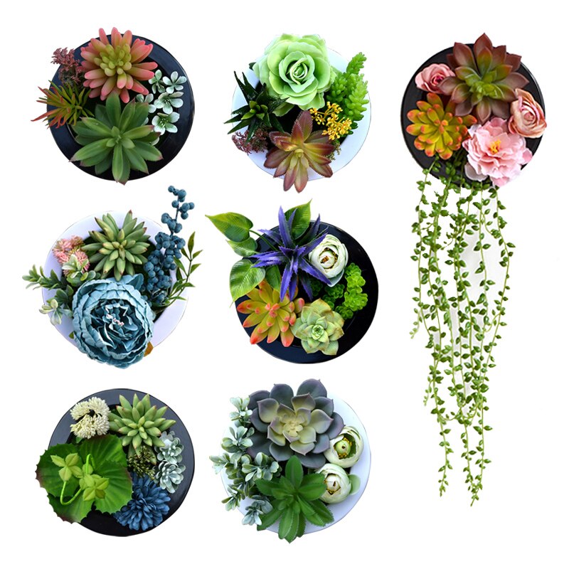 Nordisk simulation sukkulent grøn plante blomster dekoration vægophæng ramme butik ornamenter væg hjem dekorationer kunstige planter