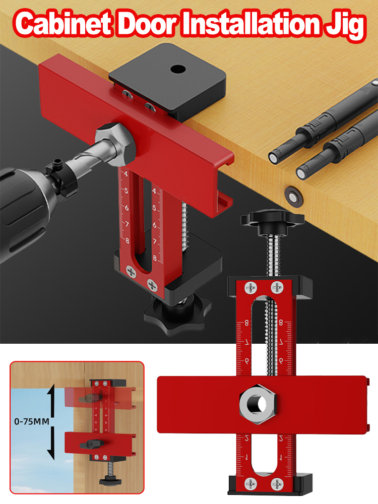 Houtbewerking Kastdeur Installatie Jig, Kast Kastdeur Snelle Positionering Tool, Aluminium Verstelbare Klembereik 0-75mm