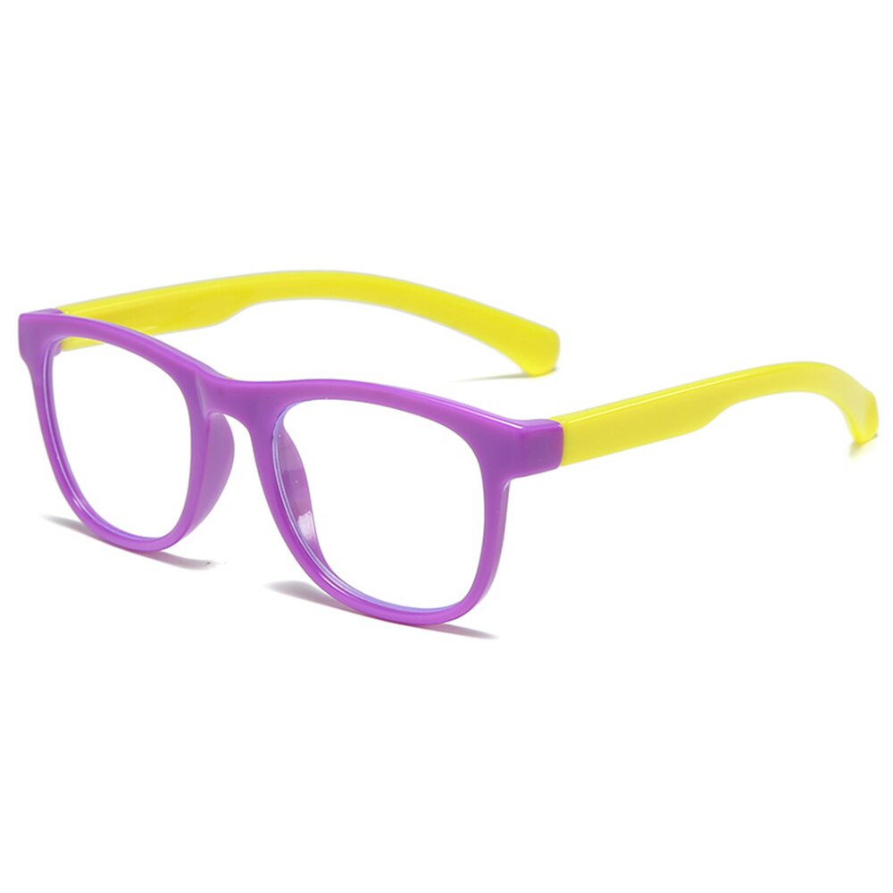 Blue Light Blocking Glasses For Kids Computer Glasses Video Gaming Glasses Children Silicone Frame Anti Radiation Glasses: Purple-yellow