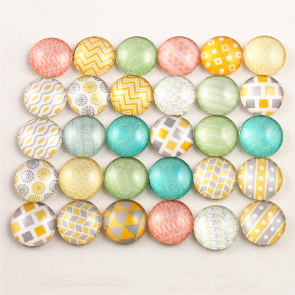 50pcs 12mm Mixed Flower Word Map Handmade Photo Glass Cabochons Pattern Domed Jewelry Accessories Supplie