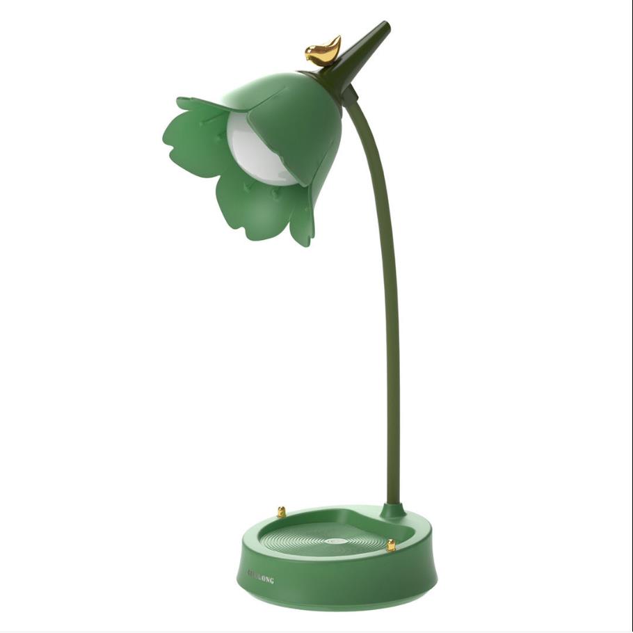 Flower LED Desk Lamp Student Bedroom Room Lighting Touch Reading Lamp Eye Protection Multi-function Lamp Table Light: green