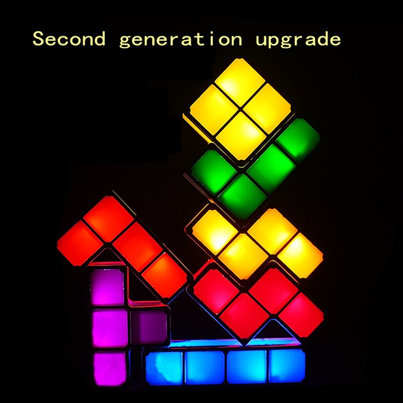 Upgrade Diy Nachtlampje Kleurrijke Stapelbaar Tangram Puzzel 7 Stuks Led Inductie Grijpende Licht 3D Speelgoed