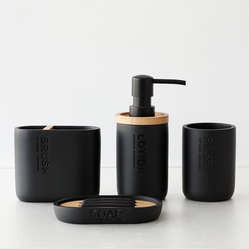 Ensemble d'accessoires de salle de bain 4 pièces, outils de lavage, porte-brosses à dents, porte-dentifrice, boîte distributrice de savon liquide, bouteille à pompe, ensemble de lavage: 4 pieces B