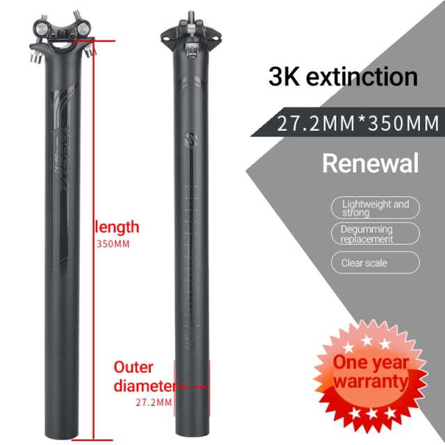 High Strength Carbon Fiber Seatpost After Seat the Road Bicycle Seatpost Seat Tube Rod Carbon Seatpost Seat Tube: Black