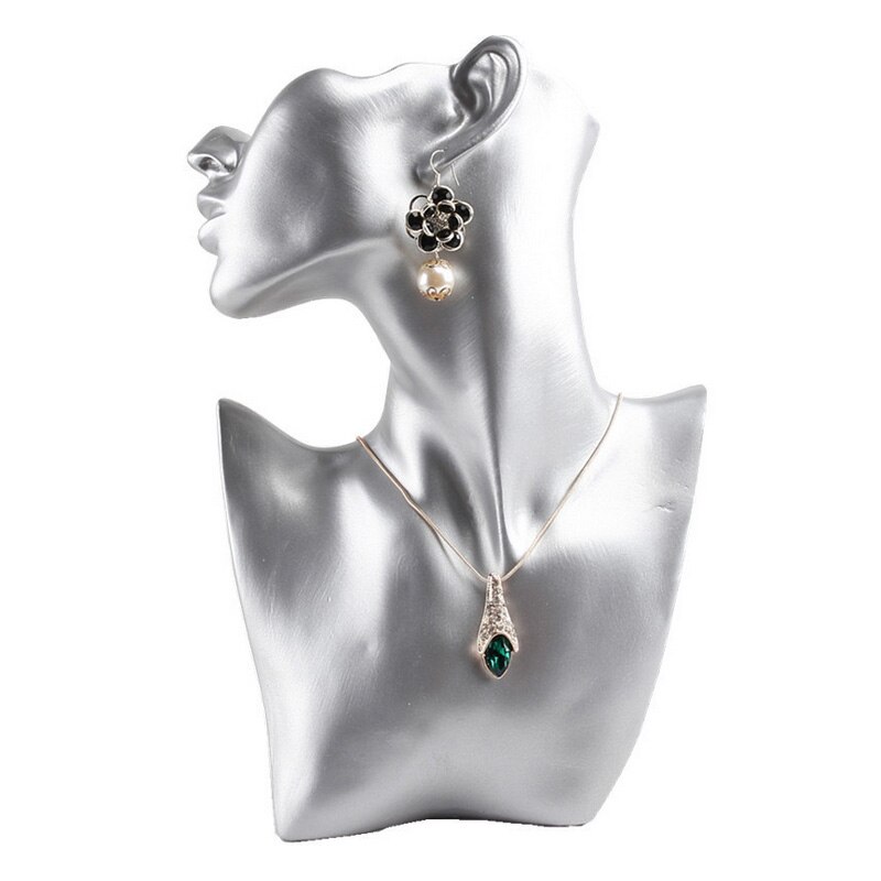 Mordoa 1pcs Resin Jewelry Bust For Earring Pendant Necklace Jewelry Display Stand Holder: Silver