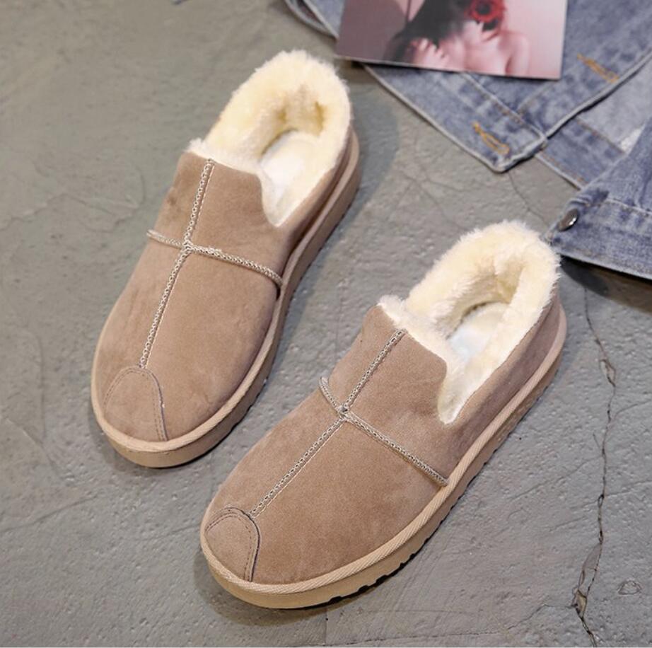 Bont Warm Loafers Winter Vrouwen Schoenen Vrouw Flats Pluche Dames Schoenen Casual Slip-On Sneeuw Schoenen Zapatos de Mujer