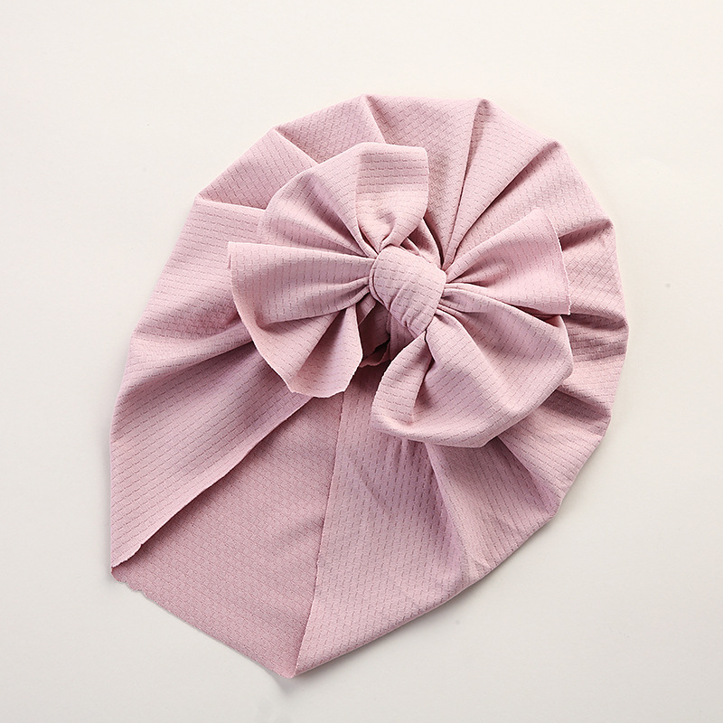 Turbante con lazo para bebé recién nacido, sombrero elástico suave para niña, banda para el pelo, accesorios para el cabello para niño pequeño: 4 Leather Pink